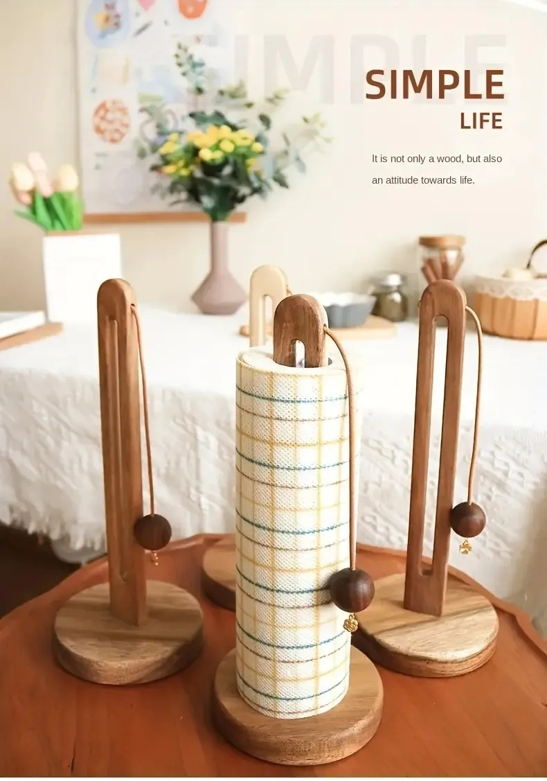 Portarotolo Da Cucina, In Legno, Per Rotoli Standard E