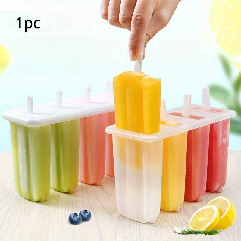 Easy-Clean 4-Cavity Popsicle Mold - Reusable DIY Ice Pop Maker for Summer Treats, Food-Safe Polypropylene Material