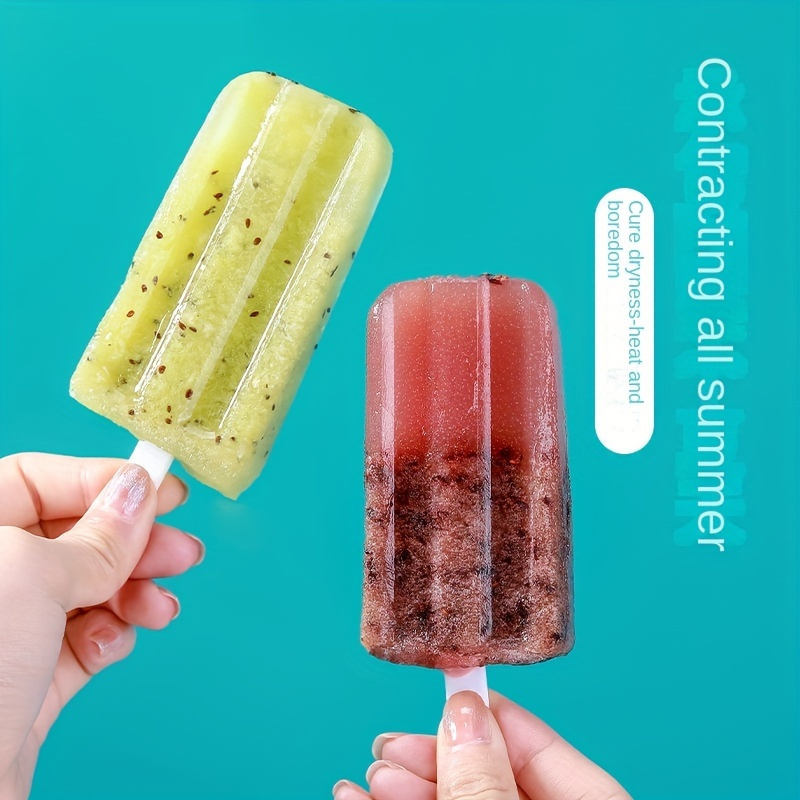 Easy-Clean 4-Cavity Popsicle Mold - Reusable DIY Ice Pop Maker for Summer Treats, Food-Safe Polypropylene Material