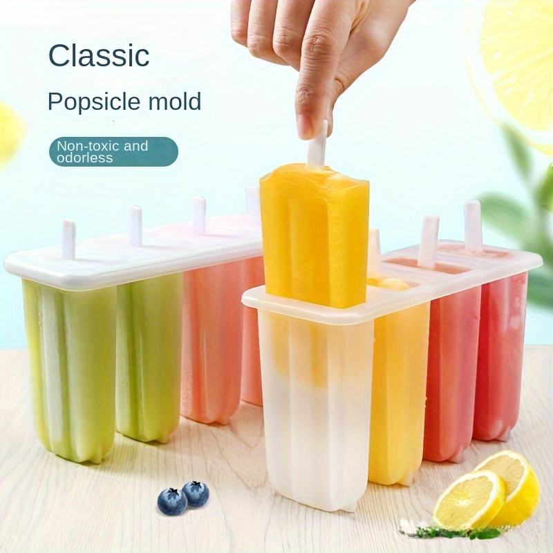 Easy-Clean 4-Cavity Popsicle Mold - Reusable DIY Ice Pop Maker for Summer Treats, Food-Safe Polypropylene Material