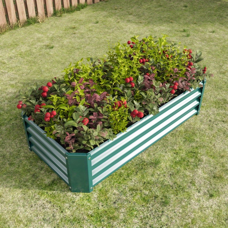 

Metal Raised Garden Bed, Rectangle Raised Planter 4×2×1ft For Flowers Plants, Vegetables Herb Green