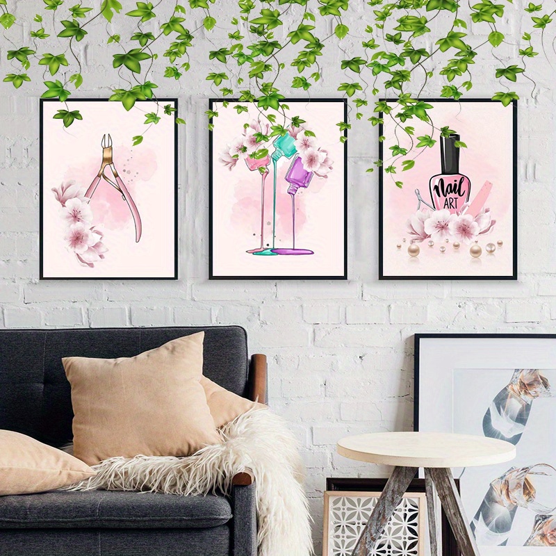 

Chic 3pcs Nail Polish Canvas Art Set - Trendy Nail Salon Wall Decor, Frameless 12"x18" Posters For Home & Office