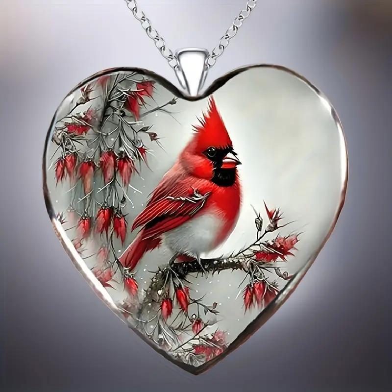 

Heart-shaped Bird Pendant Necklace, Bohemian Style, Red Bird Jewelry, Fashion Accessory For Men & Women, Ideal For Birthday, Party, Anniversary Gift, 17.7-inch Chain