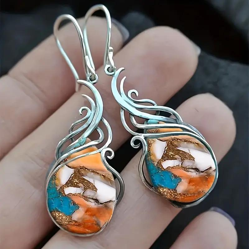 

2pcs Fashion Vintage Earrings Imitation Turquoise Earrings Bohemian Earrings Jewelry Women's Earrings Jewelry Birthday Anniversary Gift For Lovers And Friends Valentine's Day Earrings Gift