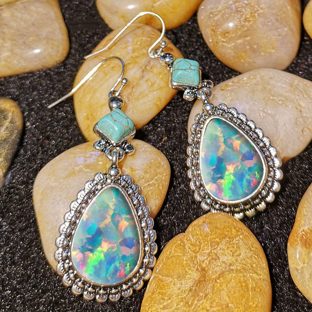 TEMU 2pcs Fashion Vintage Earrings Turquoise Earrings Bohemian Earrings Jewelry Women's Earrings Jewelry Birthday Anniversary Gift For Lovers