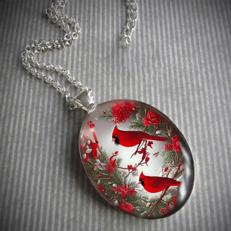 

1pc Creative Magpie Bird Design Oval Resin Pendant Chain Necklace