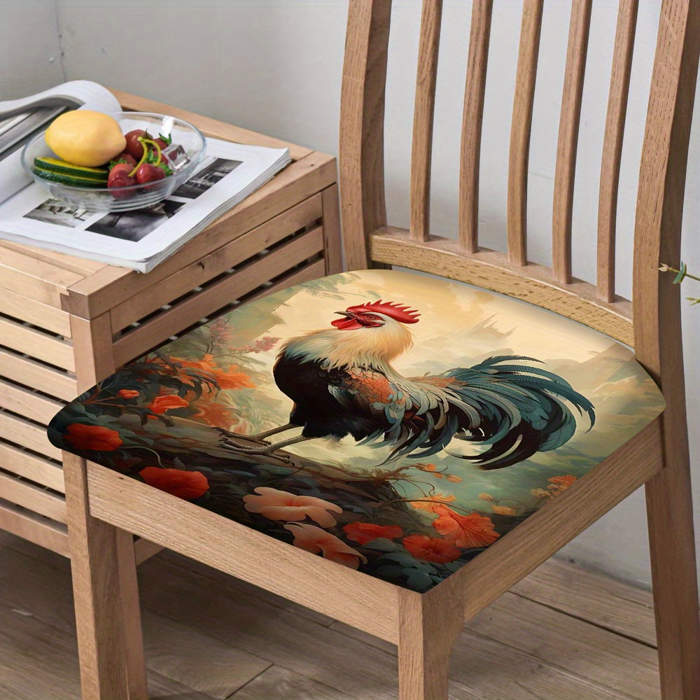 

2/4/6pcs Creative Printed Rooster Pattern, Chair, Dining Chair Cover Cushion Cover Universal Chair Set Home