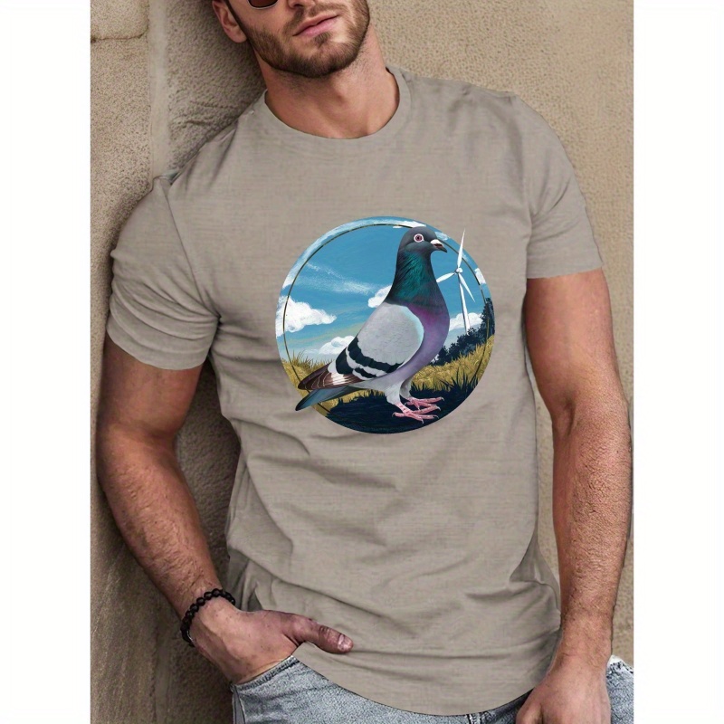 

Men's Print T-shirt, Casual Comfy Slightly Stretch Crew Neck Tee, Men's Clothing For Summer Outdoor Activity