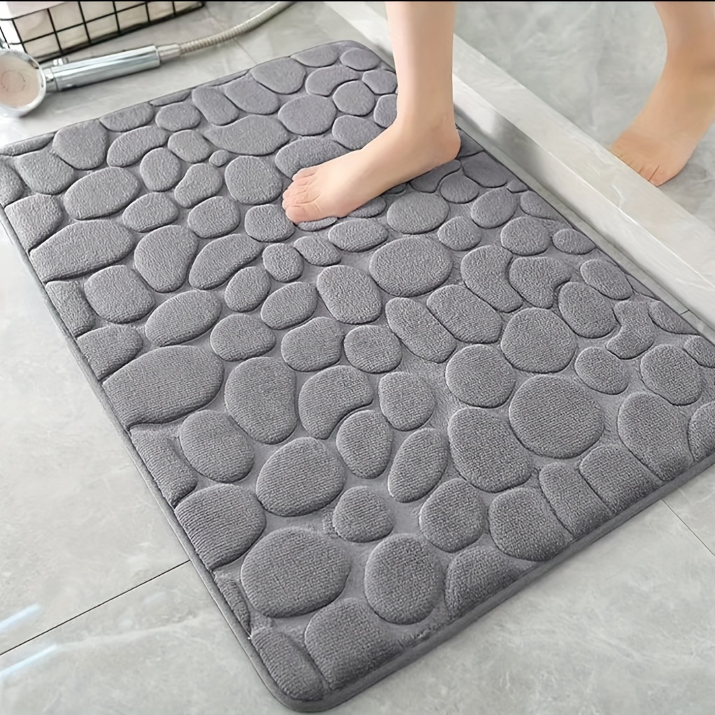 

Memory Foam Bath Mat - Velvet Quick-dry, Non-slip Back, Ultra Absorbent, Woven Polyester, 3d Pebble Design, 1.2cm Thick, 625gsm