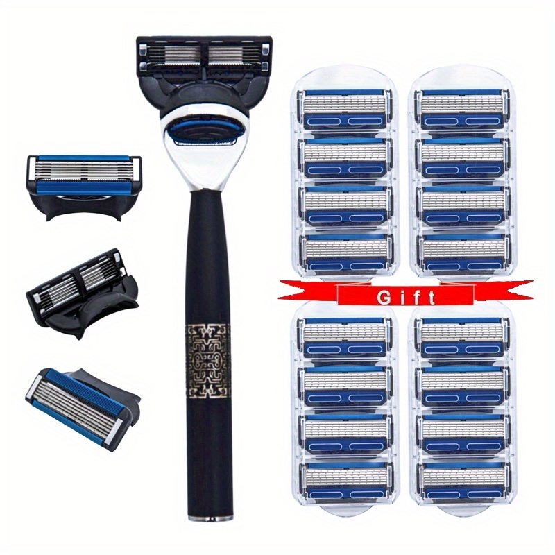 

Ultra-sharp 6-layer Stainless Steel Razor For Men - Premium Retro Style Manual Shaver Set With Blade Refills