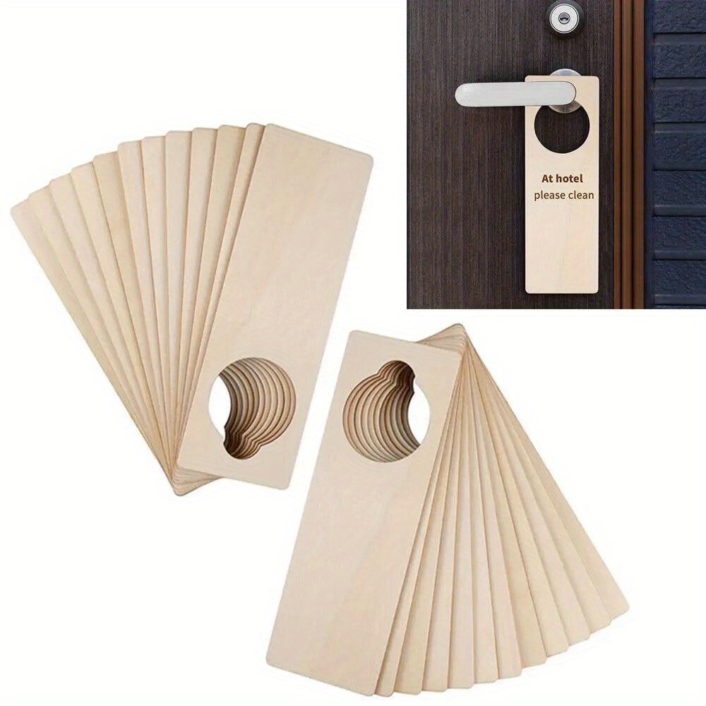 

10pcs Unfinished Wood Door Hanger Signs For Diy Crafts And Hotel Office Home Decor - Blank Wooden Door Knob Tags For Customization And Decoration