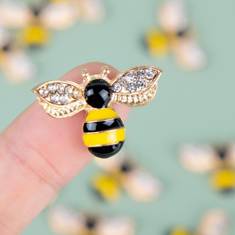 

10pcs/20pcs Rhinestone Honeybee Charms Pendants: Sparkling Bejeweled Bee Decorations, Diy Jewelry Craft Accessories, Colorful Cute Insect Design - Alloy Material