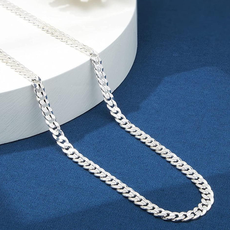 

Men's Sleek 7mm Cuban Link Chain Necklace - 925 Silvery Plated, Nickel-free | Perfect For Daily Wear & Special Occasions Gift