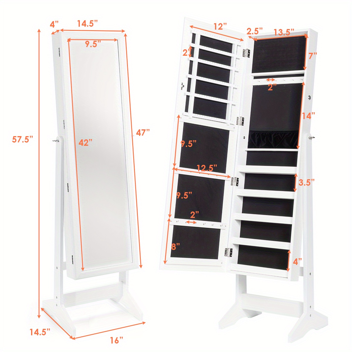 Porta Trucchi Organizer BAKAJI Specchiera Portagioie Modello Ginevra Armadietto Portagioielli Specchiera Apribile Con Cassetti - 9