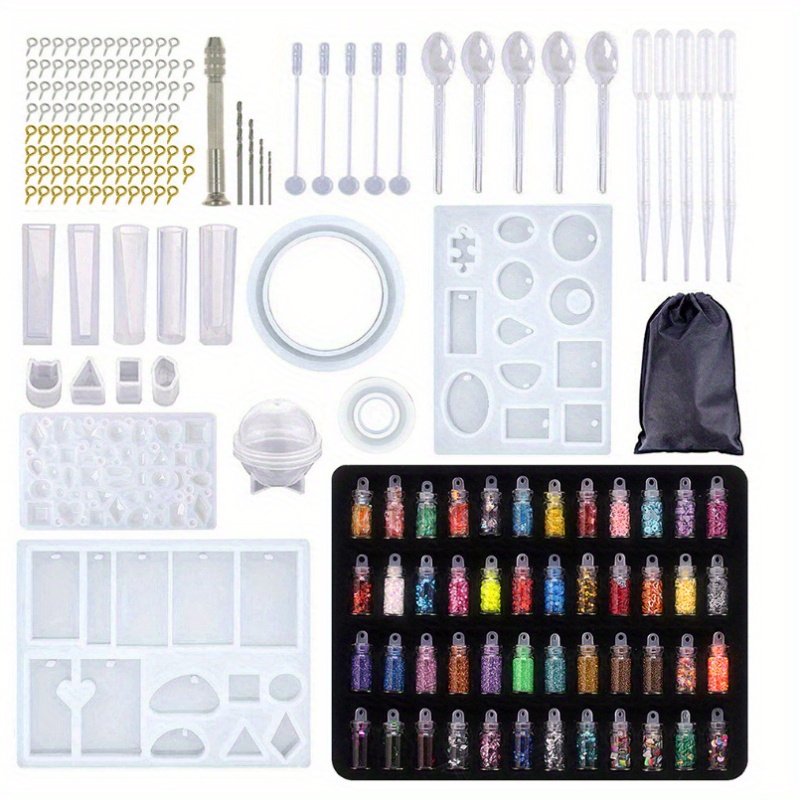

284-piece Crystal Epoxy Resin Diy Kit With Silicone Molds, Drill Bits, Droppers & More - Versatile Jewelry Making Set For Bracelets And Pendants
