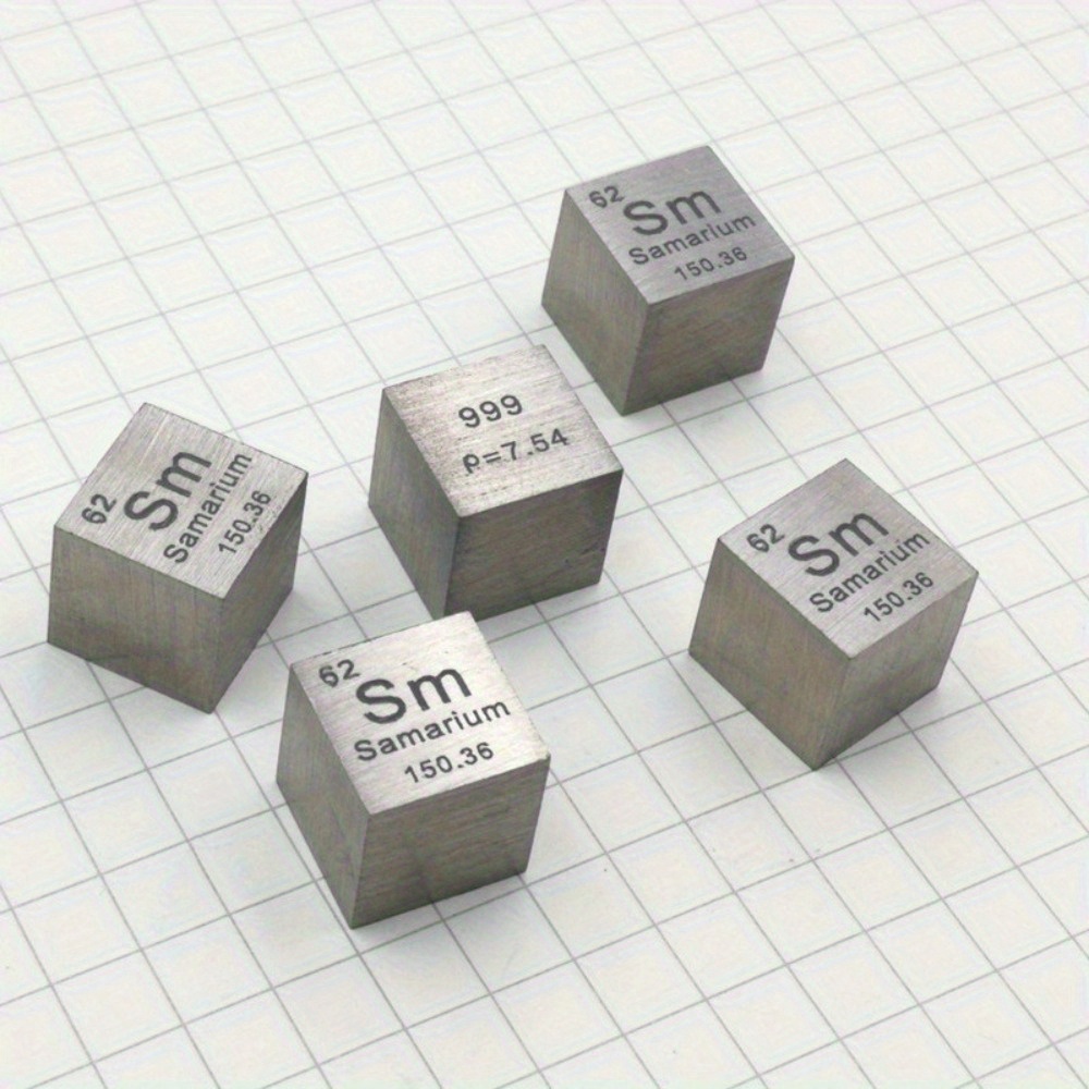 

Samarium Element Cube - Periodic Table Collectible, 1cm Metal Density Cube For Science Education - 1 Piece Teaching Tool With Engraved Element Information