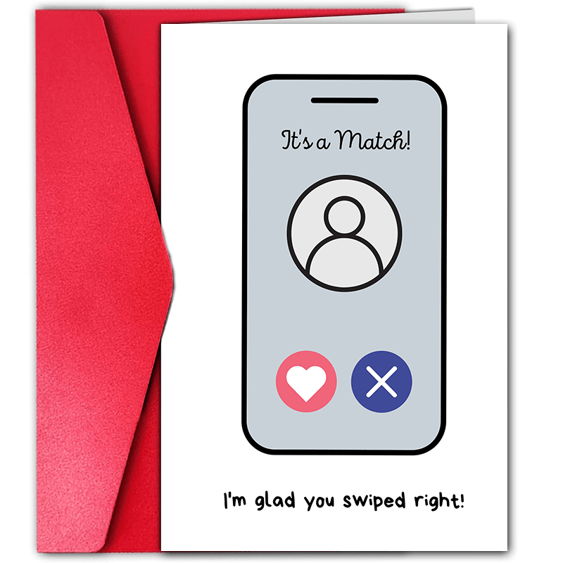 

1pc, Funny , Glad You Swiped Right, Cute Dating App Anniversary Card For Girlfriend, Boyfriend