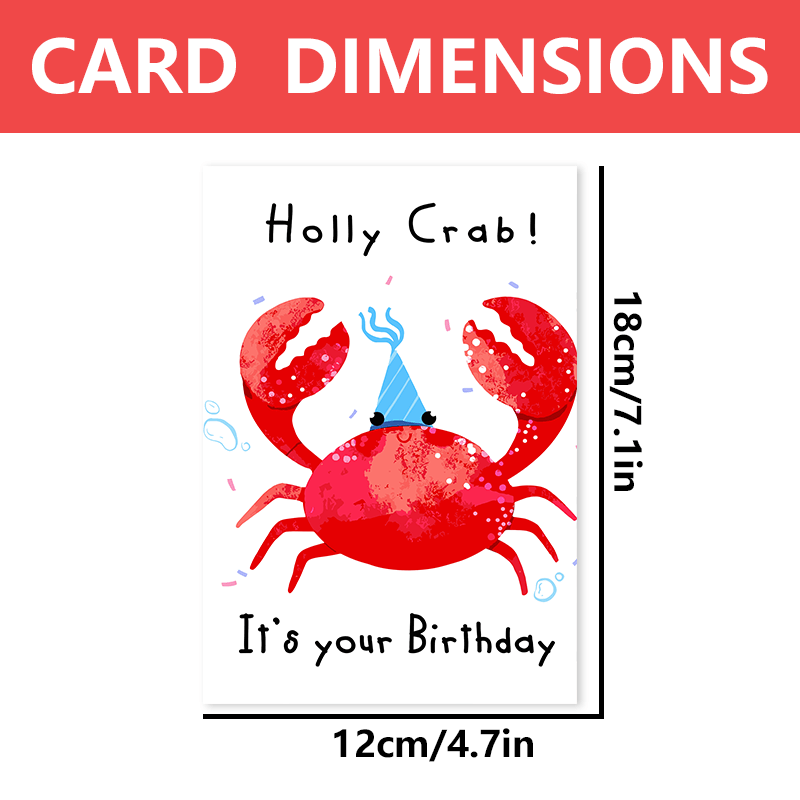 

Funny Crab Pun Birthday Greeting Card For Anyone, Animal Theme Cartoon, Instant Digital Download, High-quality Paper Material - Humorous Crab Your Birthday Celebration Card