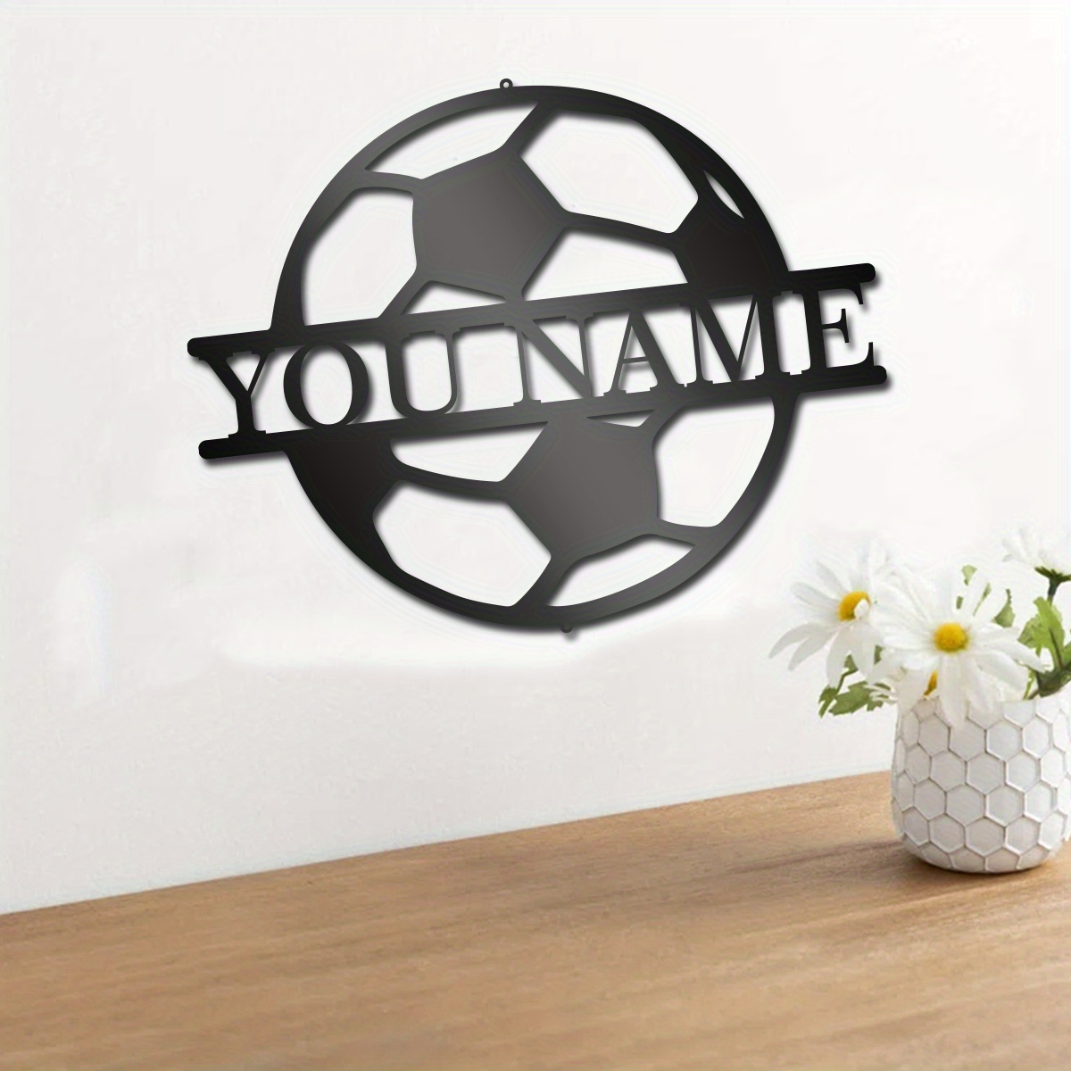 

1pc, Customizable Soccer Name Sign Metal Wall Art Decoration, Classic Style, Iron Material, Wall Mount, Room Decor, Home Decor, Storage Feature