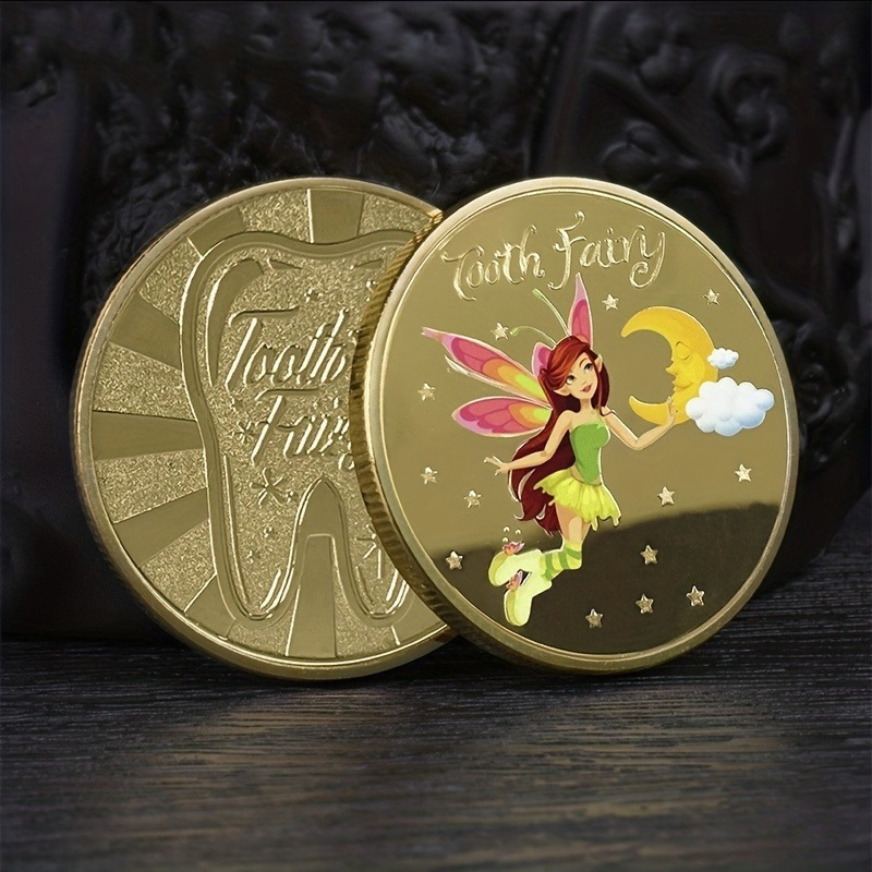 

1pc Tooth Fairy Baby Tooth Commemorative Coins, Tooth Changing Fairy Medals, Coins