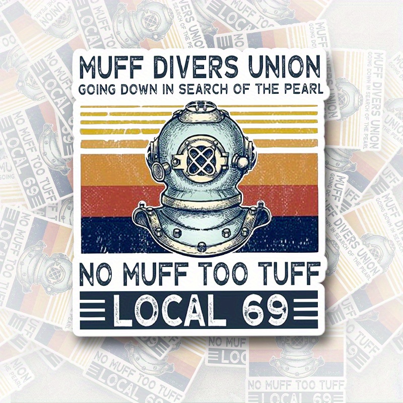 

Vinyl Diving Helmet Sticker - Muff Divers Union Humorous Decal For Laptops, Tumblers, Cars, Helmets, Phones, Single Use Decoration, Dive Enthusiast Gift