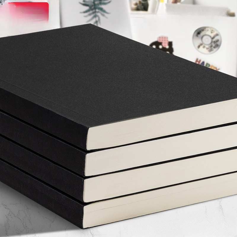 

Ultra Thick Black Card Subject Notebooks, Matte Finish, Plain Ruling, Premium Cowhide Cover - Multipack Retro Style Sketchbooks