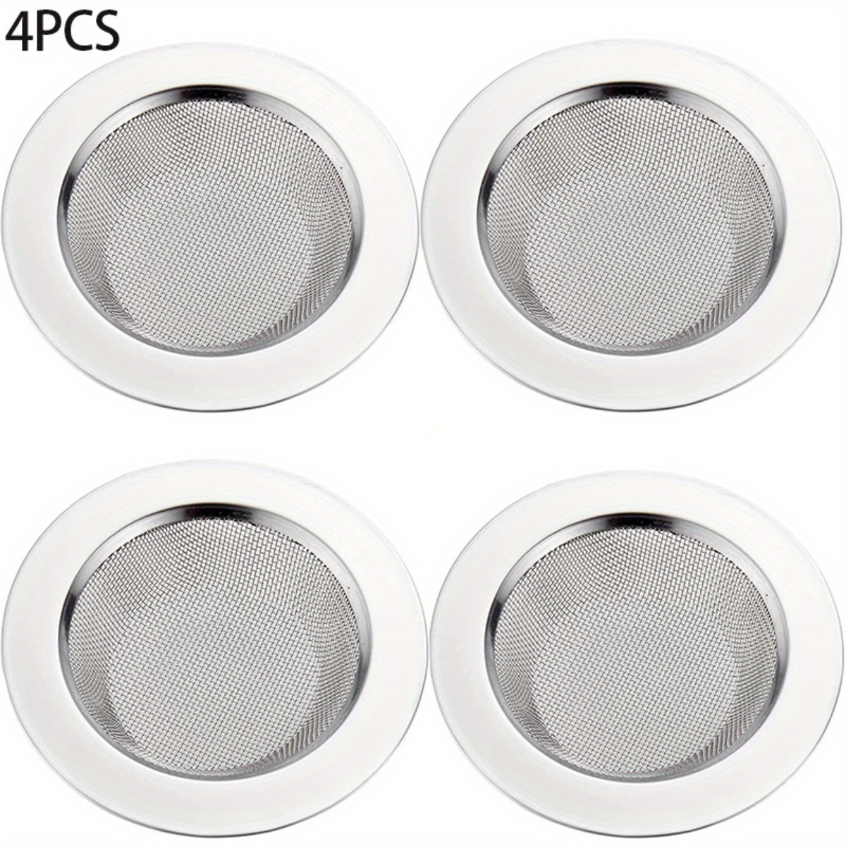 

4-pack 304 Stainless Steel Kitchen Sink Strainers - Large 4.5" Diameter Food Basket For Most Drain Sizes - Wide Rim Sink Drain Filters