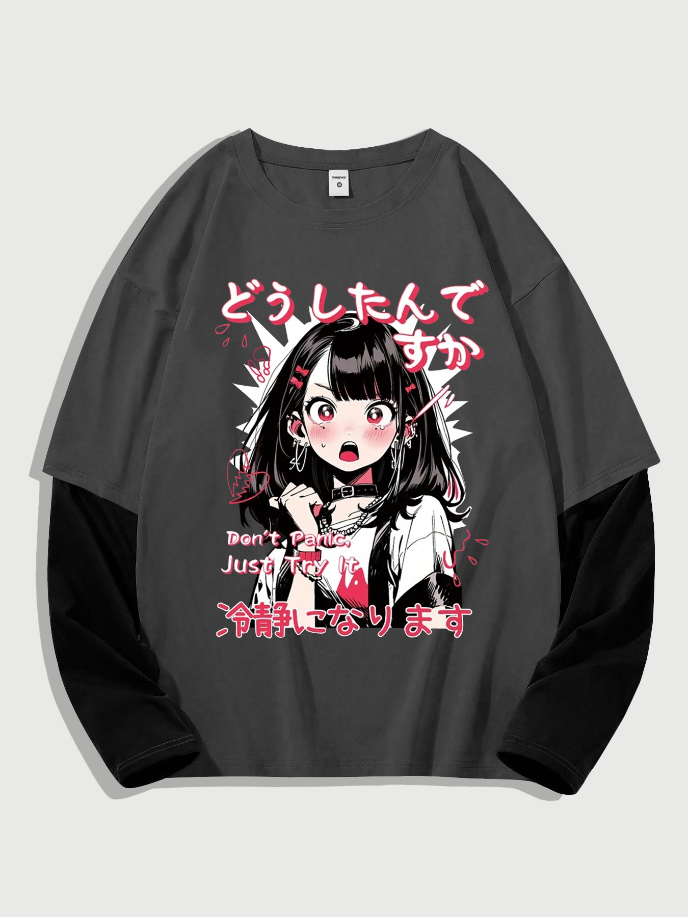 men's casual crew neck t shirt cartoon anime print colour