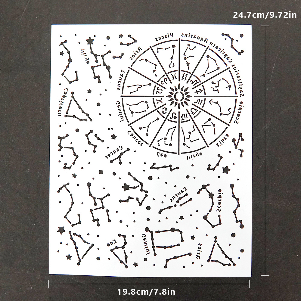 Zodiac Signs Stencil For Card Making & Scrapbooking - Reusable Embossing Template For Diy Greeting Cards, Birthdays & Holidays