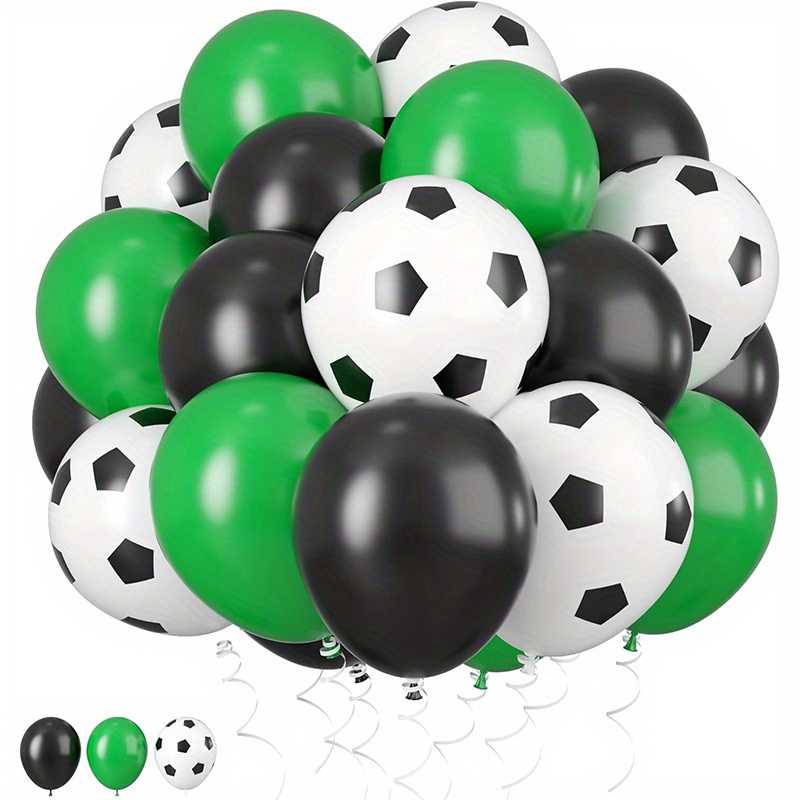 

45pcs Soccer Ball Latex Balloon Set - Black & Green, Emulsion, For Sports Themed Parties, Birthdays, Anniversaries, Gender Reveals, Baby Showers, Baptisms - Indoor/outdoor Decorations For All Ages 14+