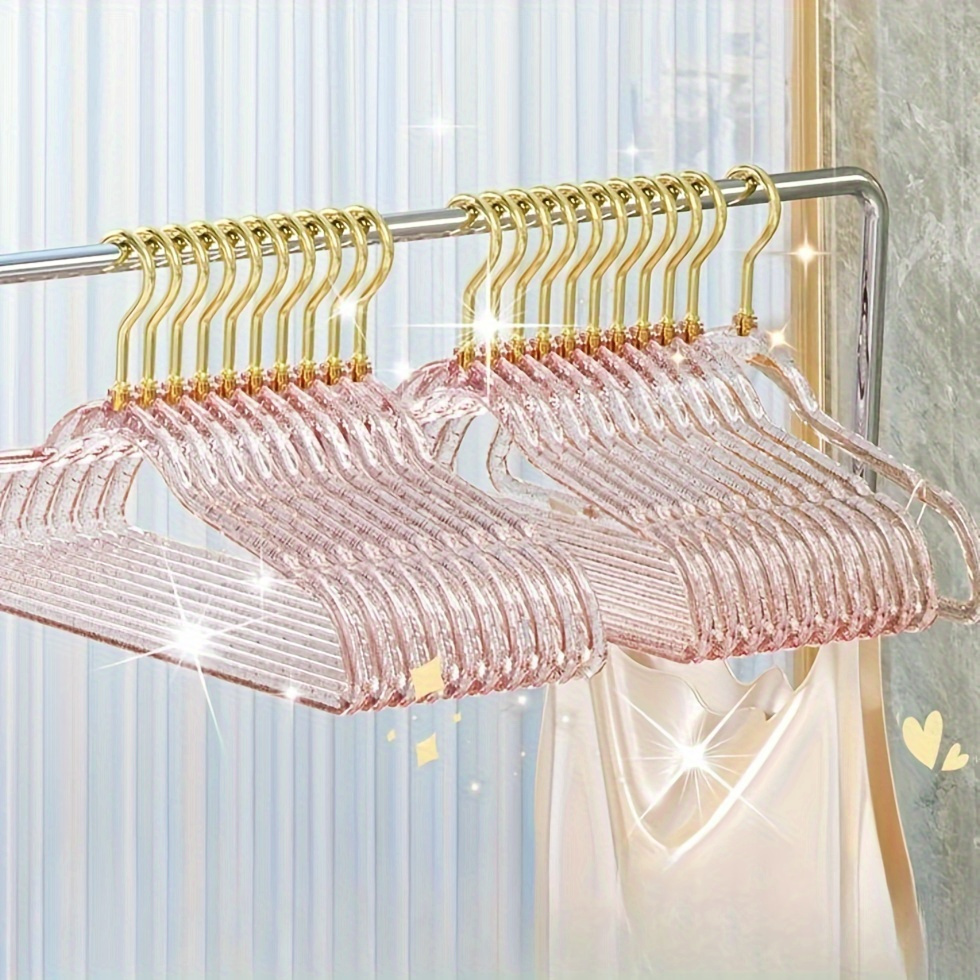 

Sparkling Clear Glitter Clothes Hangers - Non-slip, Thick & Durable, Perfect For Home Use