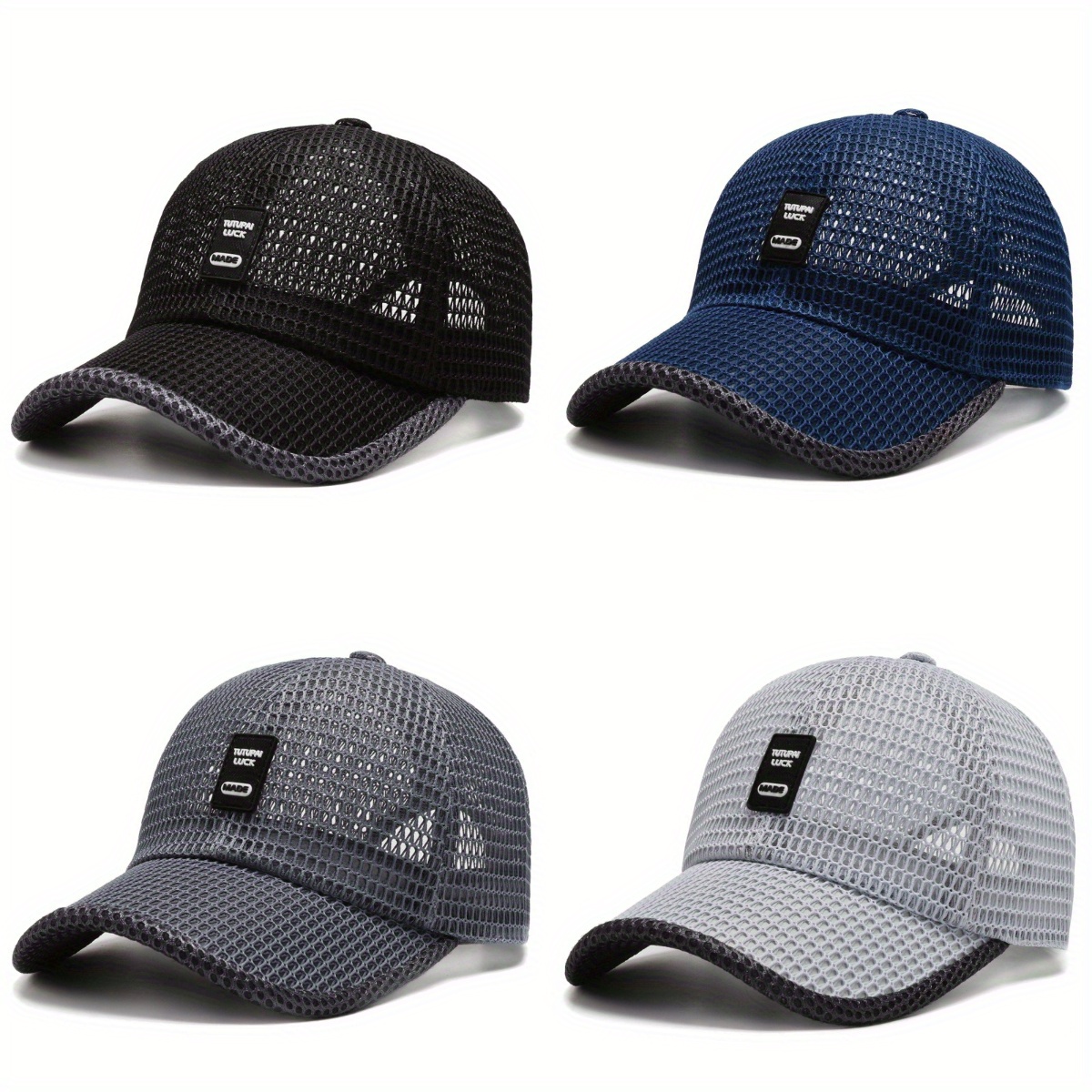 

Adjustable Breathable Mesh Baseball Cap With Letter Labels - Unisex, Perfect For Outdoor Sports, Golf & Hiking - Available In Dark Gray, Black, Blue, Light Gray