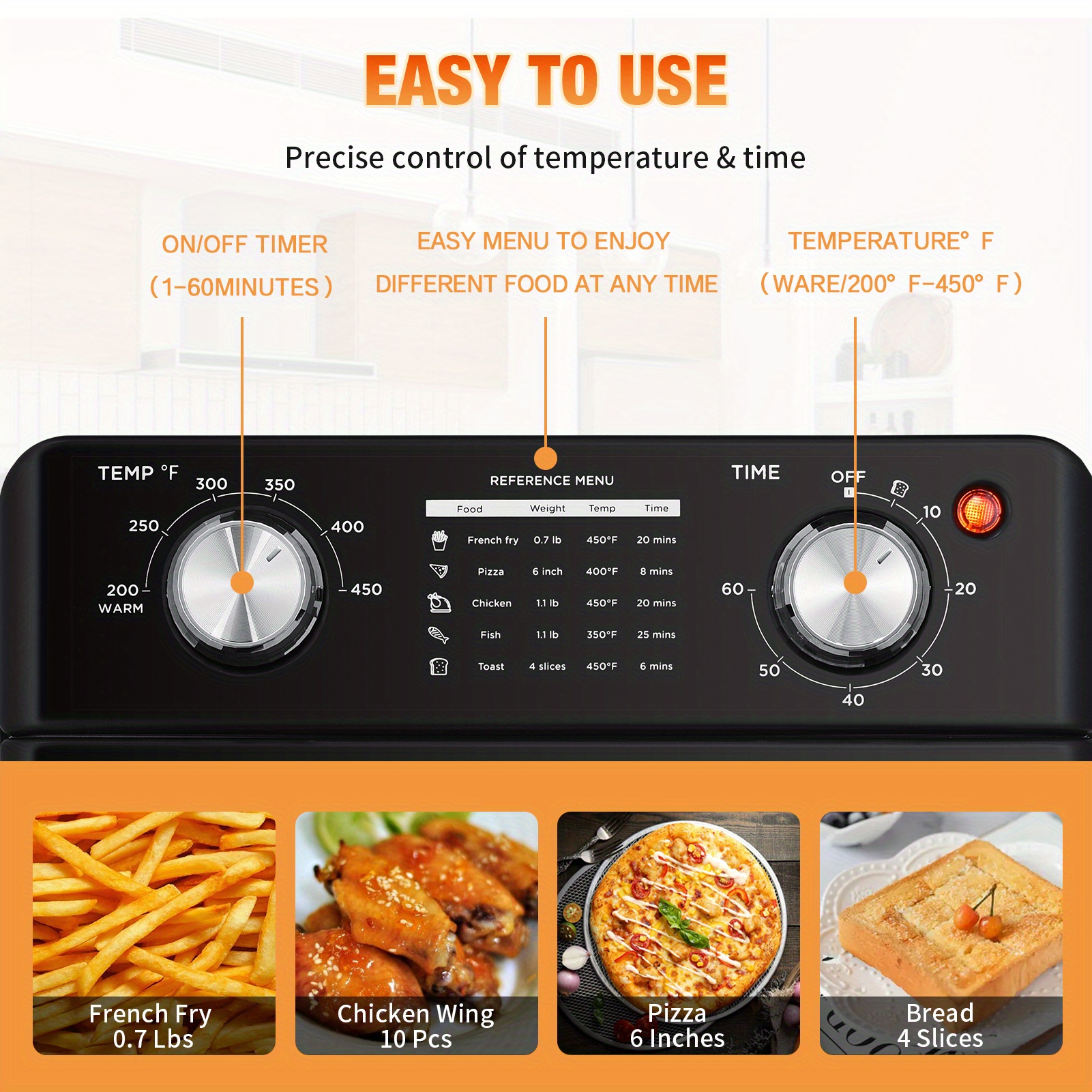 air fryer oven countertop convection oven 4   toaster warm broil toast bake air fry oil free perfect for countertop 10qt air fryer oven details 3