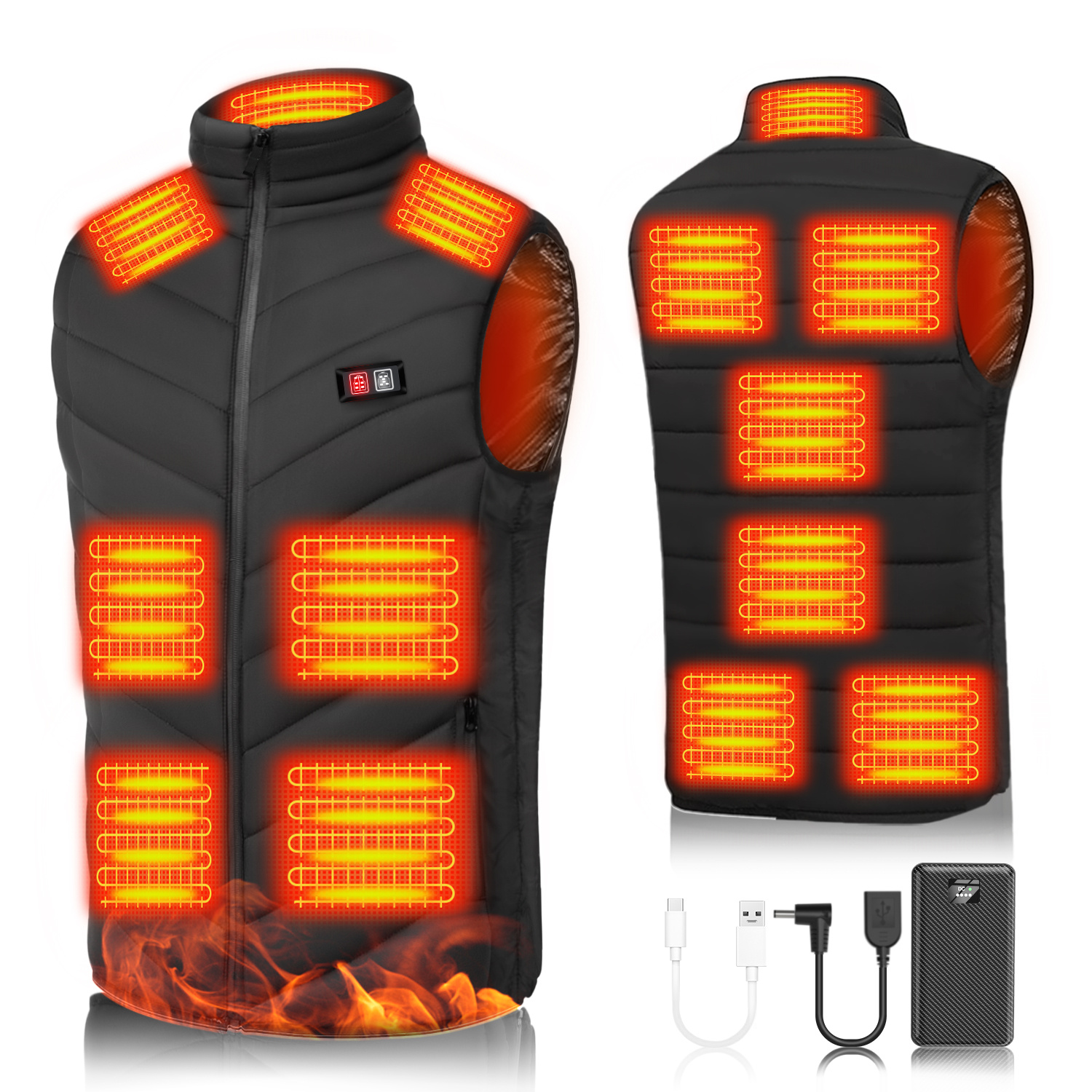 

13-zone Heated Jacket Vest, 30000mah Large-capacity Battery, Three-speed Temperature Adjustment, Waterproof Design, Suitable For Snow Mountaineering, Ice Fishing, Etc