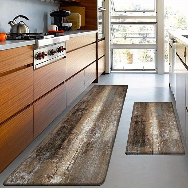 TEMU Anti Fatigue Kitchen Mat - Set Of 2 - Taupe Abstract Mats - Cushioned, Non Slip Floor Mat, Kitchen Gifts