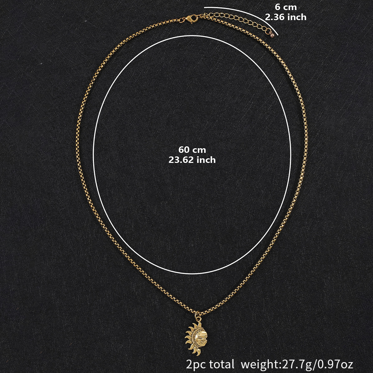 Couples Titanium Steel Sun & Moon Pendant Necklaces