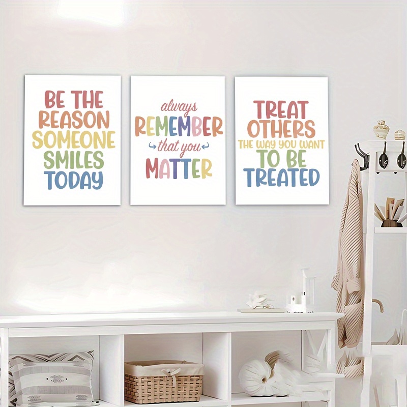 

Inspirational Quote Canvas Wall Art Posters 3pcs Set - Vertical Square Art Deco Style Posters For Classroom, Bedroom, Office - Unframed Positive Affirmation And Growth Mindset Decor 30x40cm