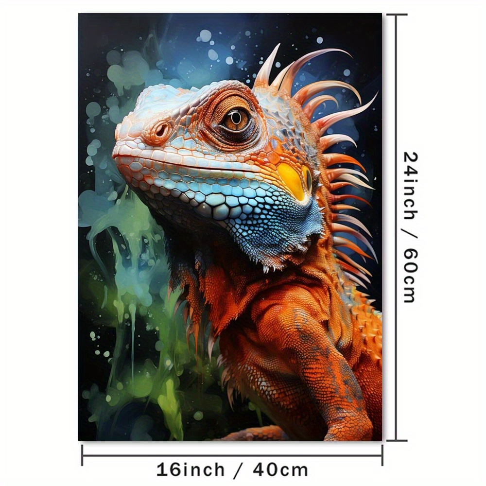 READY STOCK High-Quality Canvas Print Wall Art, Colored Iguana - Main Image