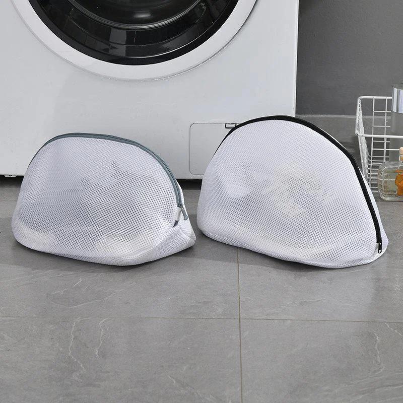 1pc innovative shoe wash bag   polyester zippered oval shaped laundry organizer for shoes anti deformation care laundry bags details 3