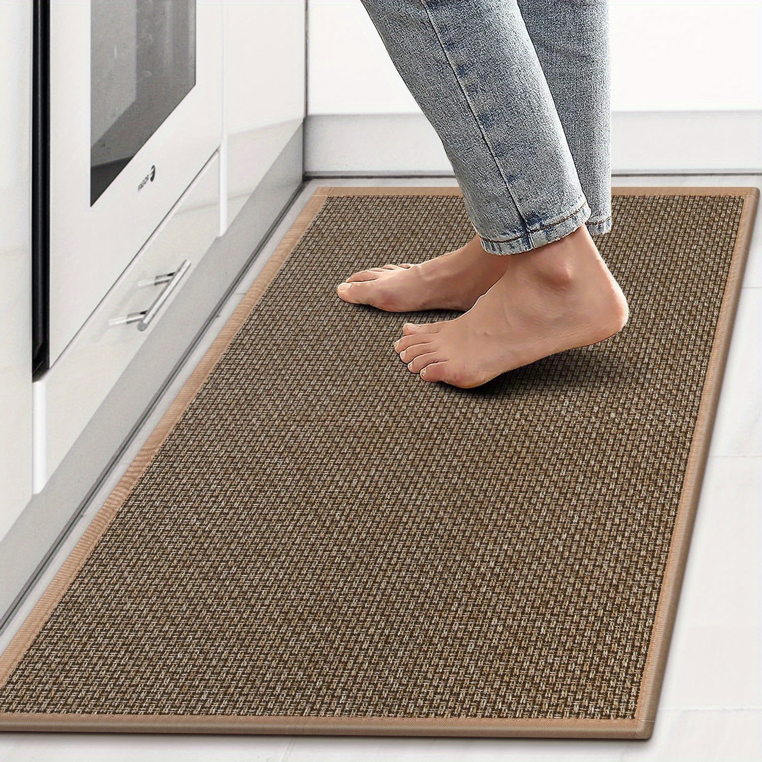 

Kitchen Rugs And Mats Non Skid Washable, Absorbent Kitchen Runner Rug, Braided Kitchen Floor Mats For In Front Of Sink, Laundry Room, Front Door Mats Indoor, Rugs For Entryway (coffee, 20" X 32")