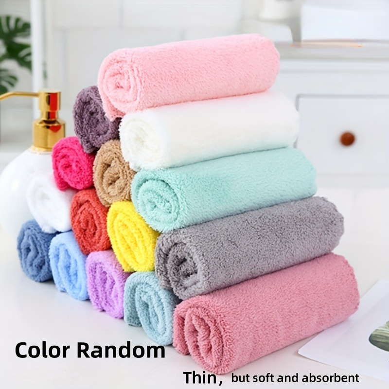 

[10pcs Soft Absorbent Microfiber Washcloths] 10-pack Coral Fleece Microfiber Washcloths - Soft, Absorbent, Cleaning Towels For Bathroom, Kitchen, Household Use