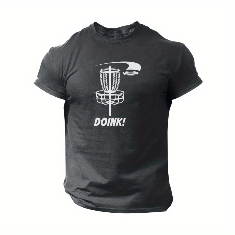 

Disc Golf Pattern Print Men's Casual Crew Neck Short Sleeve T-shirt, Trendy Comfy Street Fashion For Summer, Versatile Lightweight Top