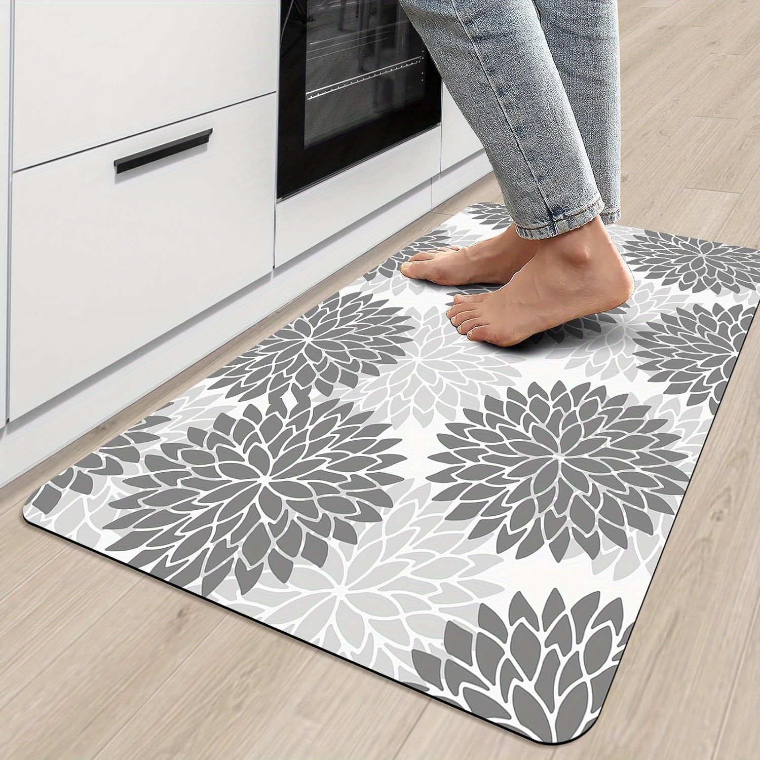 

Floor Mat Door Mats Indoor Entrance Doormat Grey White Front Door Entry Abstract Mat Indoor Microfiber Thin Non Slip Kitchen Rugs 23"x35", Gray