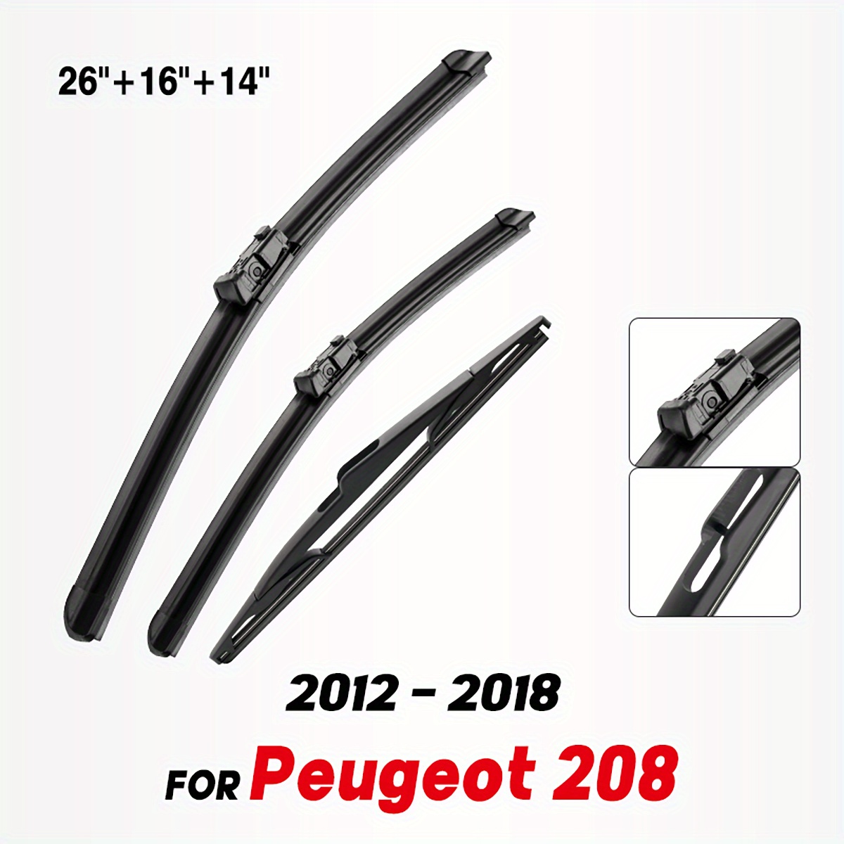 TEMU Wiper Lhd Front & Rear Wiper Blades Set For 2012 - 2018 Windshield Windscreen Window Brushes 26"+16"+14"