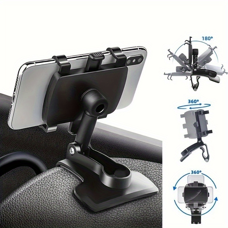 

Jit+ Universal Car Phone Holder - 360° Rotatable Multi-functional Mount For Dashboard & Rearview Mirror, Secure And Adjustable Smartphone Stand, Durable Abs Material, 1pc Without Battery, Non-wireless