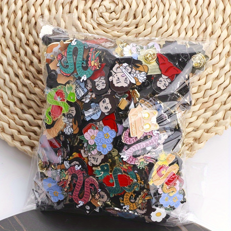 

Charming Cartoon Enamel Pins Set - Cute & , Assorted Shapes, Plastic Material