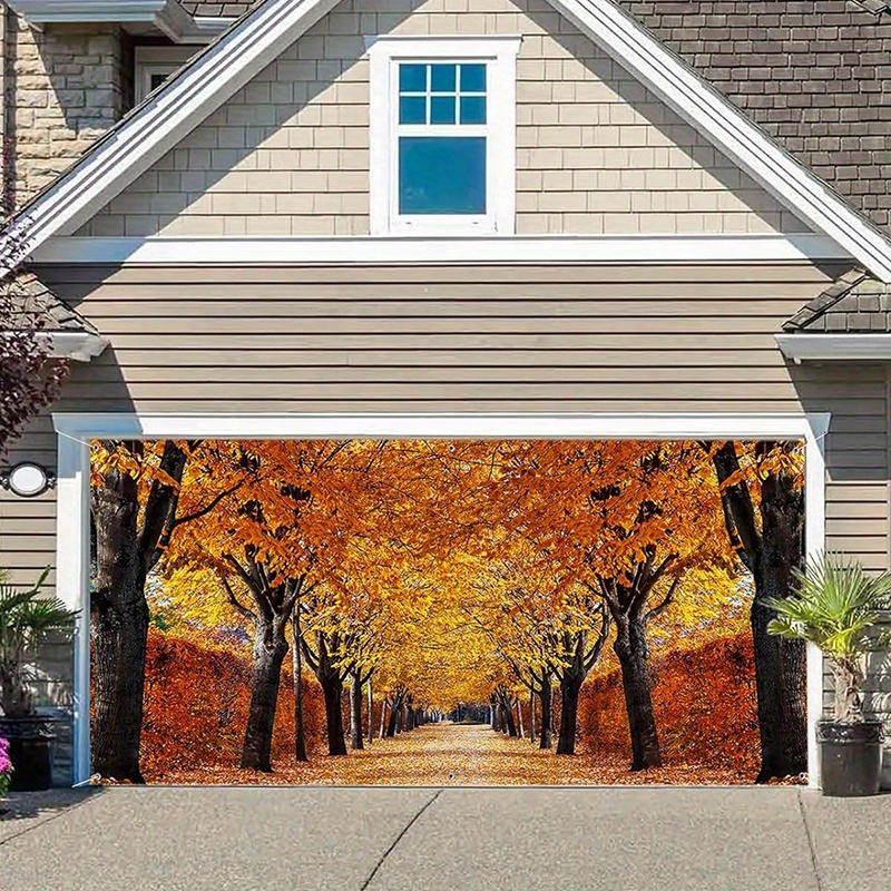 

Autumn Harvest Thanksgiving Garage Door Banner With Pumpkin Design - Versatile Outdoor Decoration For Parties, Walls & Windows - Durable Polyester, No Power Needed