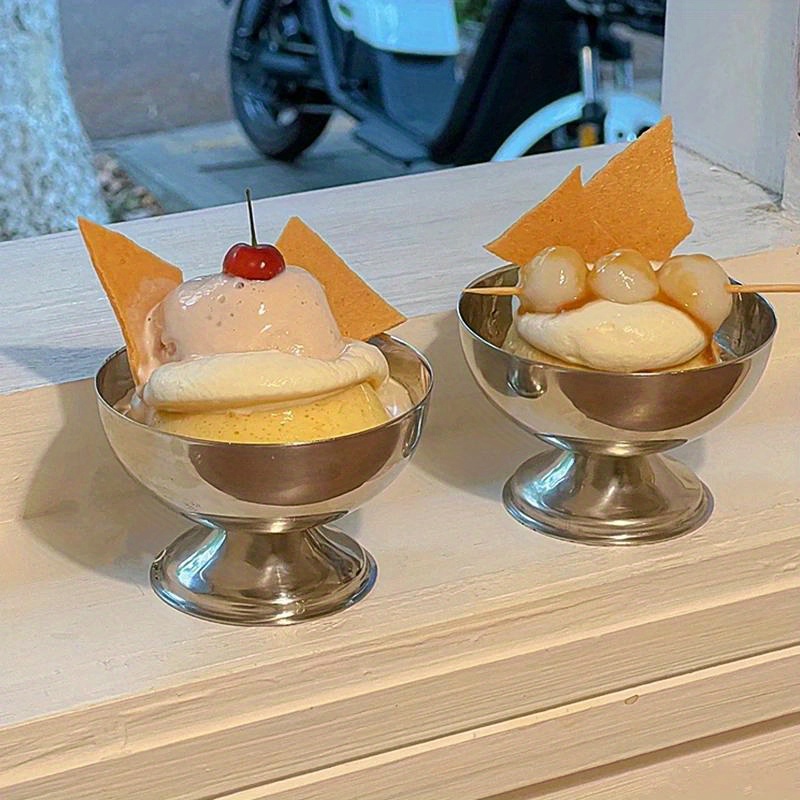 

Stainless Steel Dessert Cup - Ice Cream & Bowl, Snack Serving Plate For Parties And Home Use