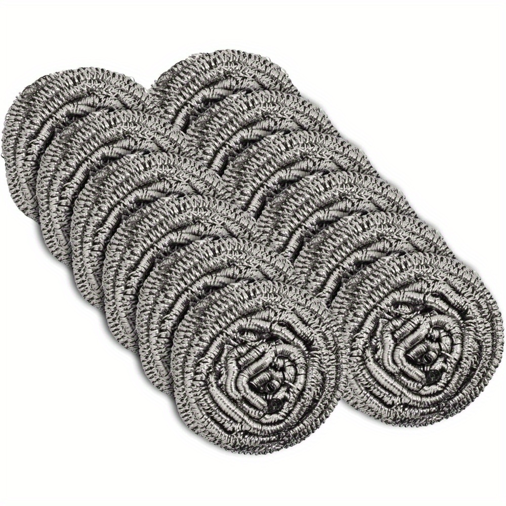 

12-pack Stainless Steel Scourers - Heavy Duty Steel Wool Scrubber Pads For Kitchen Cleaning, Effective On Dishes, Pots, Pans & Ovens