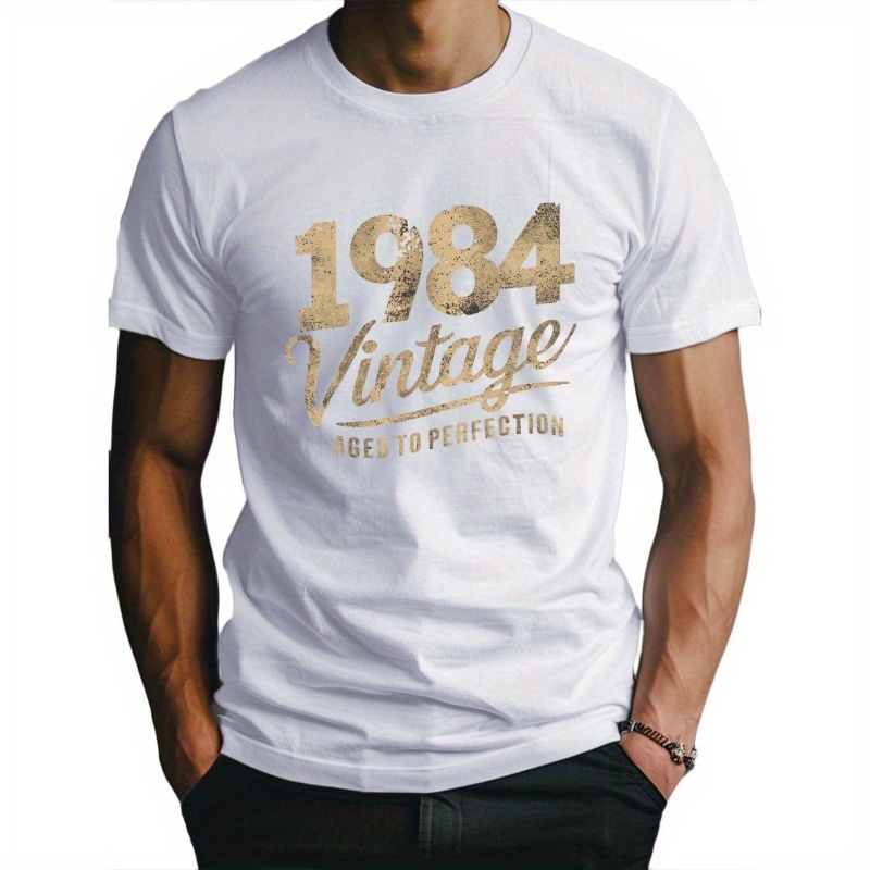 

1984 Vintage Illustration Fitted Men's T-shirt, Sweat-wicking And Freedom Of Movement